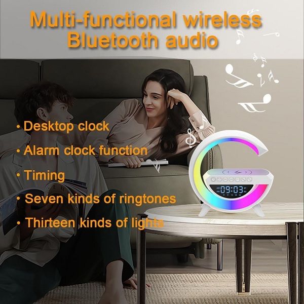 LED Wireless Charger With Bluetooth Speaker And Alarm Clock 3