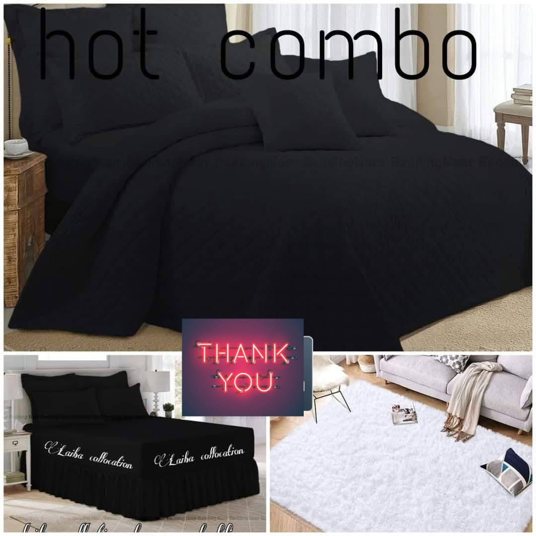 15-Piece Quilted Comforter Combo Set Black & White