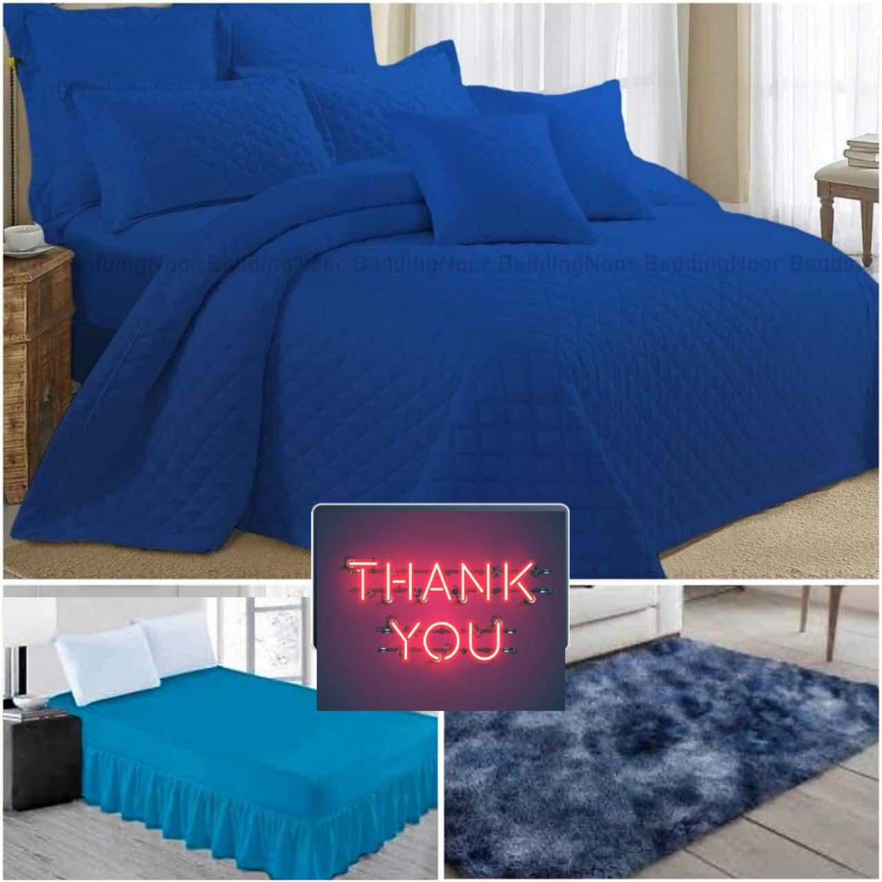 15-Piece Quilted Comforter Combo Set Dark Blue