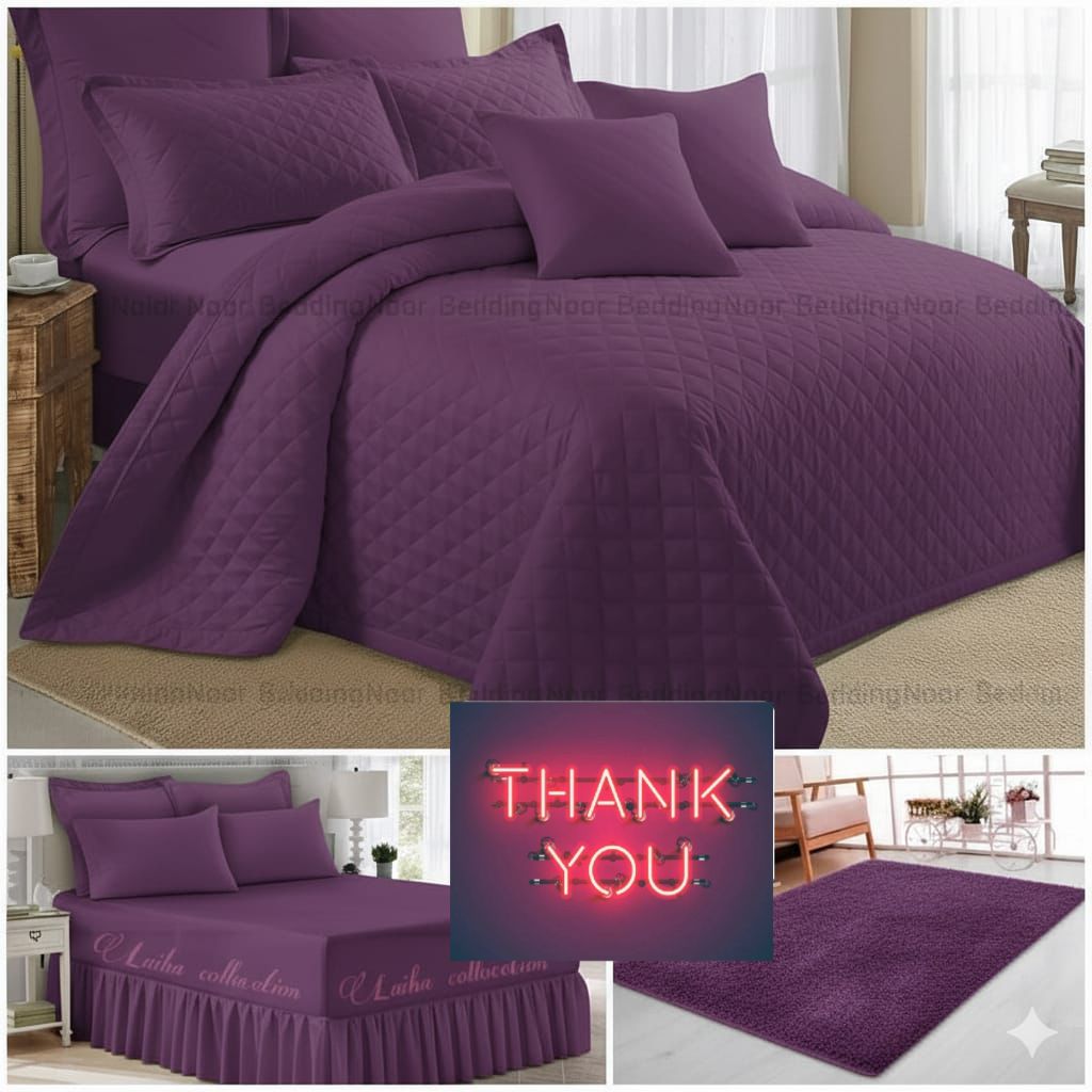 15-Piece Quilted Comforter Combo Set Purple