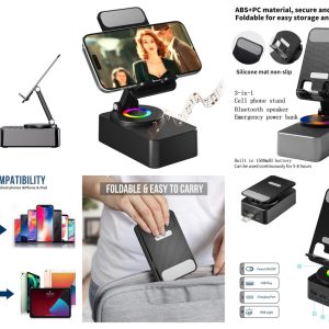 3in1 Cellphone Holder Speaker Power Bank + LED