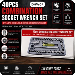 40pc Combination Socket Wrench Set