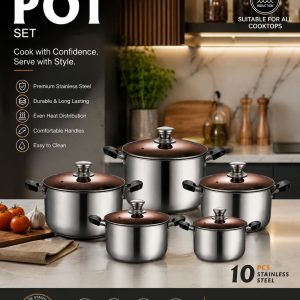 10-Piece Stainless Steel Pot Set