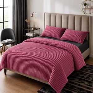 4 Piece Corduroy Comforter Set