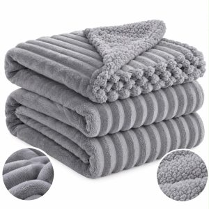 Striped Sherpa Fleece Blanket